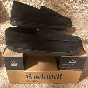 Rockwell Black Faux Suede Memory Form Slippers